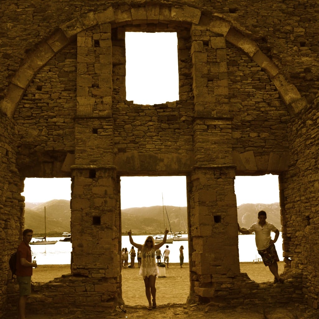 Stunning ruins in Russian Bay, Poros (the site of an old Russian naval dockyard) make for stunning sunset photos with The Big Sail