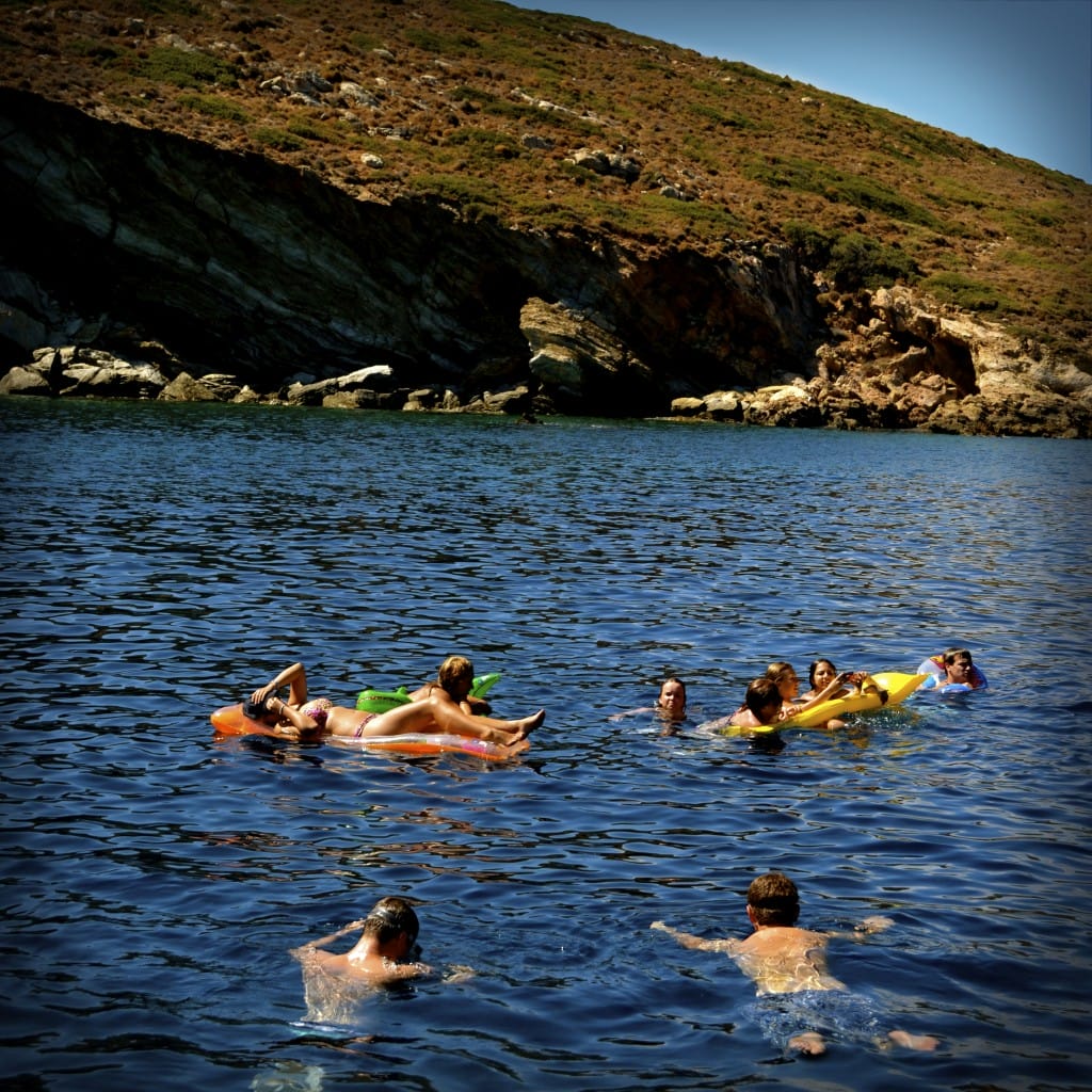 Swimming near the tiny island of Skilli