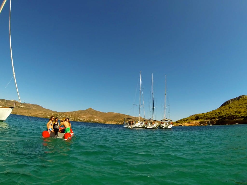 Anchored off a small island for some exploring and a swim with The Big Sail!
