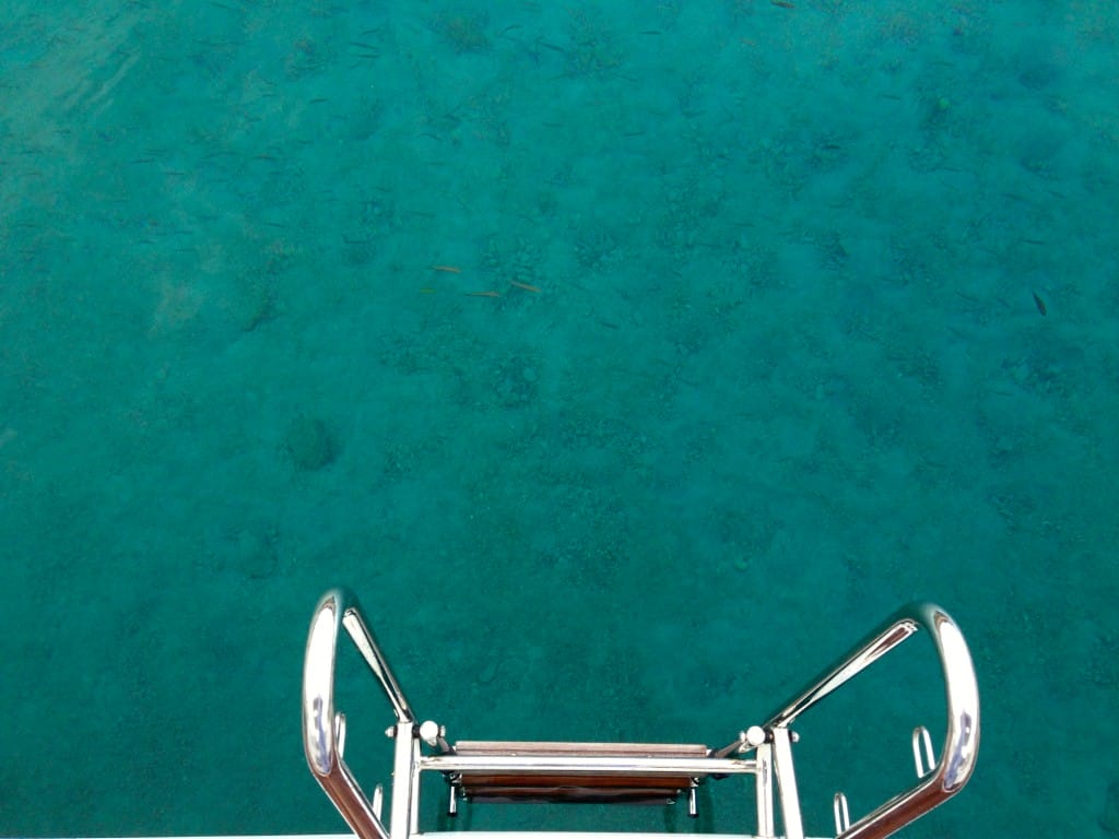 Crystal clear waters at anchor off Dhokos made for a very inviting morning swim!